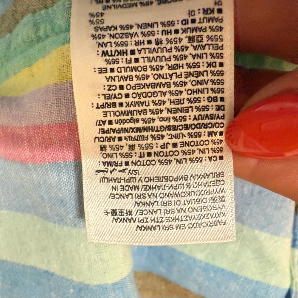 GAP Pastel Striped Linen Blend Short Sleeve Button Down - Picture 5 of 6